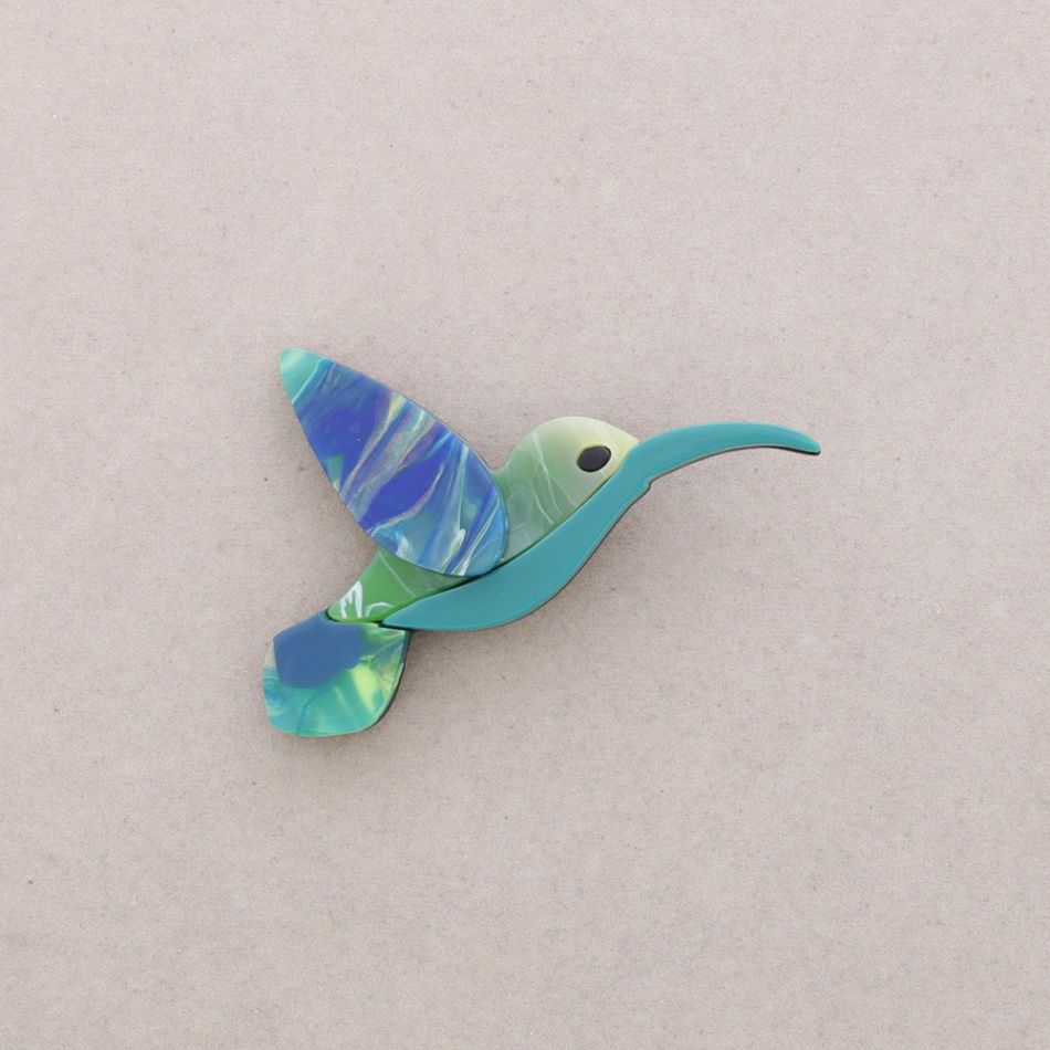 RESIN TROPICAL BIRD BROOCH