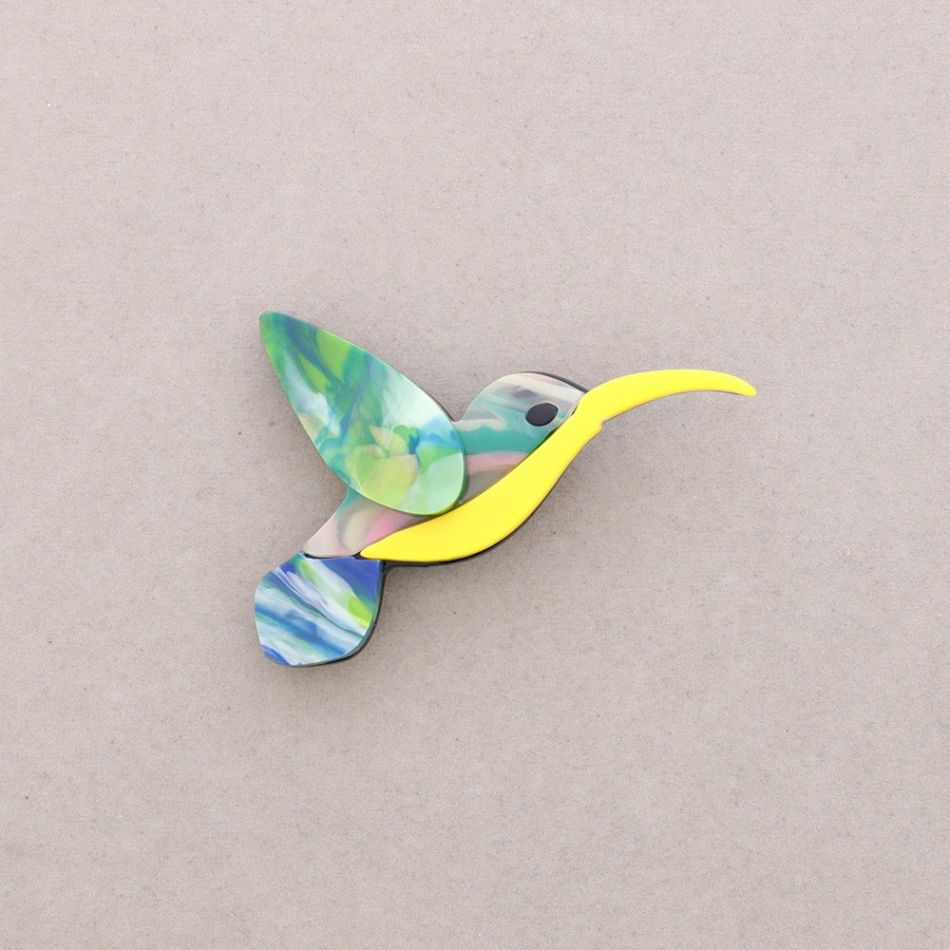 BROCHE AVE TROPICAL RESINA
