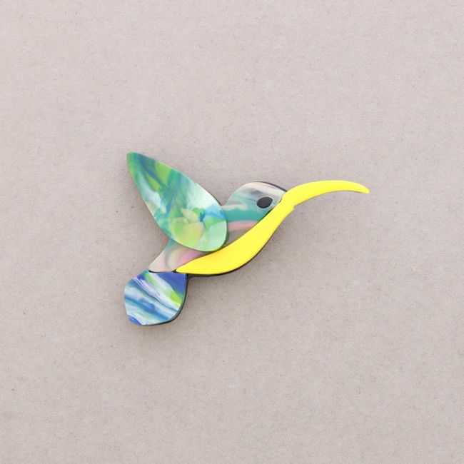 RESIN TROPICAL BIRD BROOCH