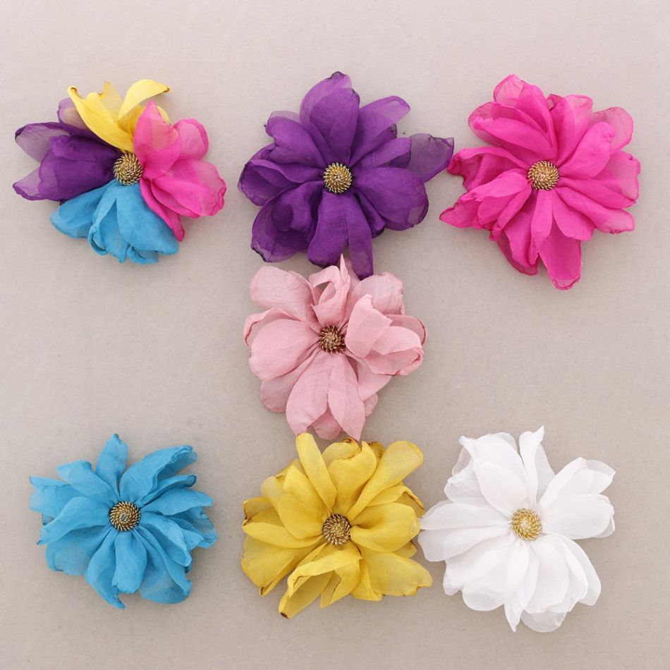 BROCHE FLOR TELA METAL