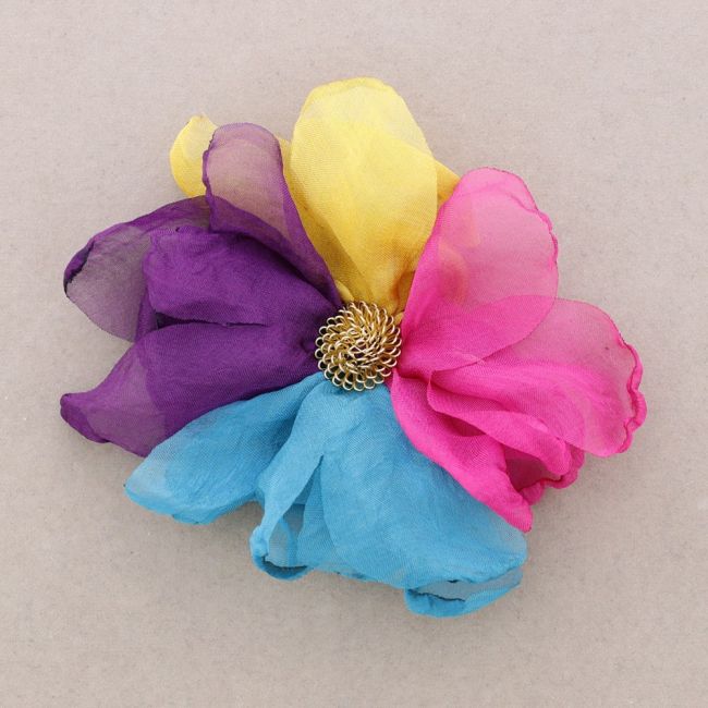 BROCHE FLOR TELA METAL