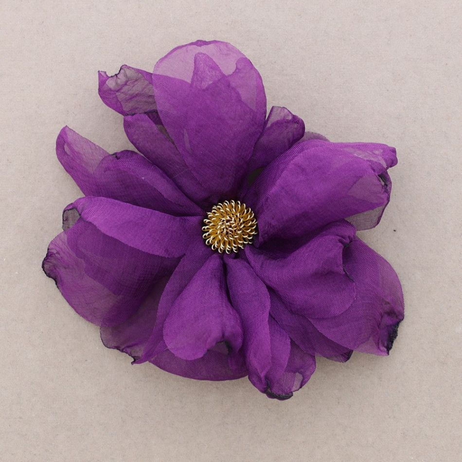 BROCHE FLOR TELA METAL