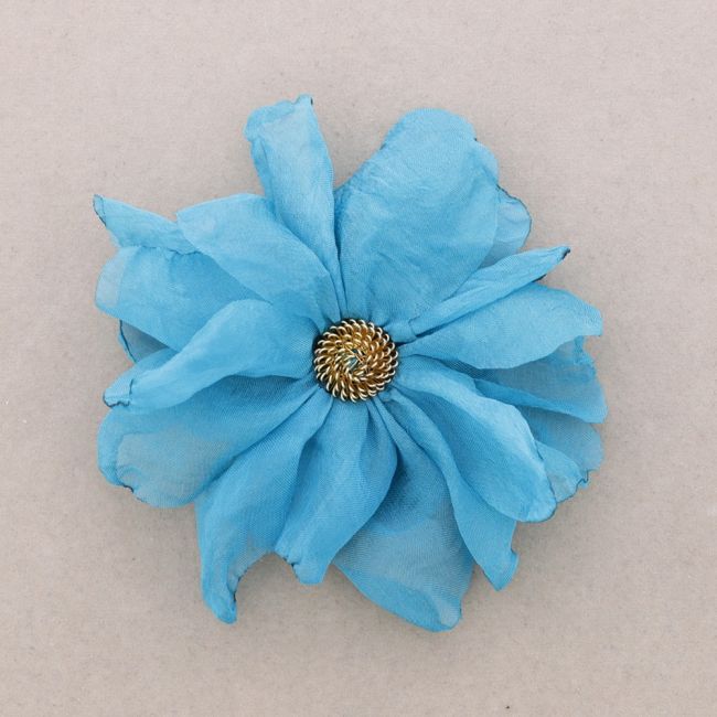 METAL FABRIC FLOWER BROOCH