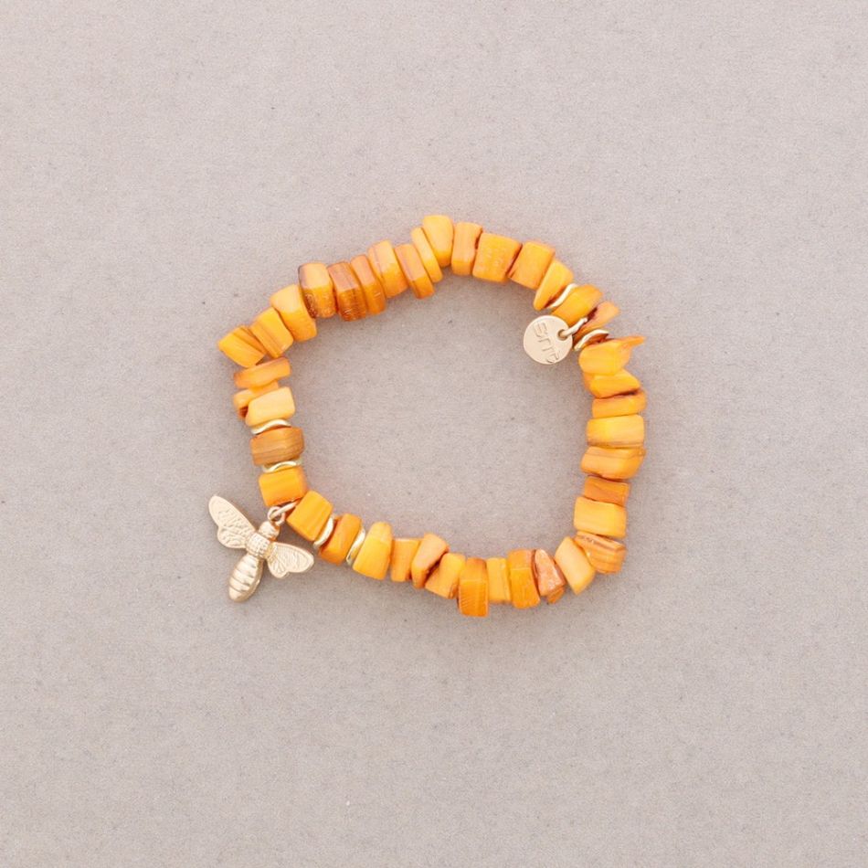PULSERA CUENTAS NÁCAR ABEJITA