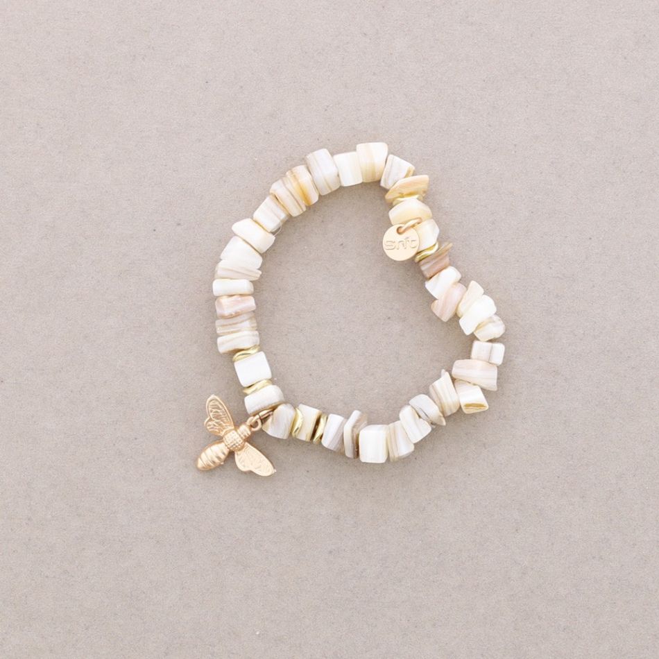 PULSERA CUENTAS NÁCAR ABEJITA