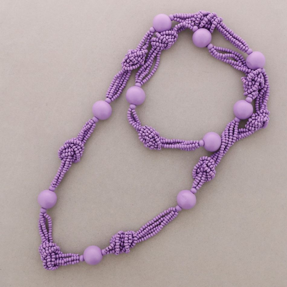 COLLAR LARGO NUDOS BOLAS MADERA