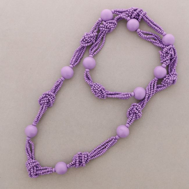COLLAR LARGO NUDOS BOLAS MADERA