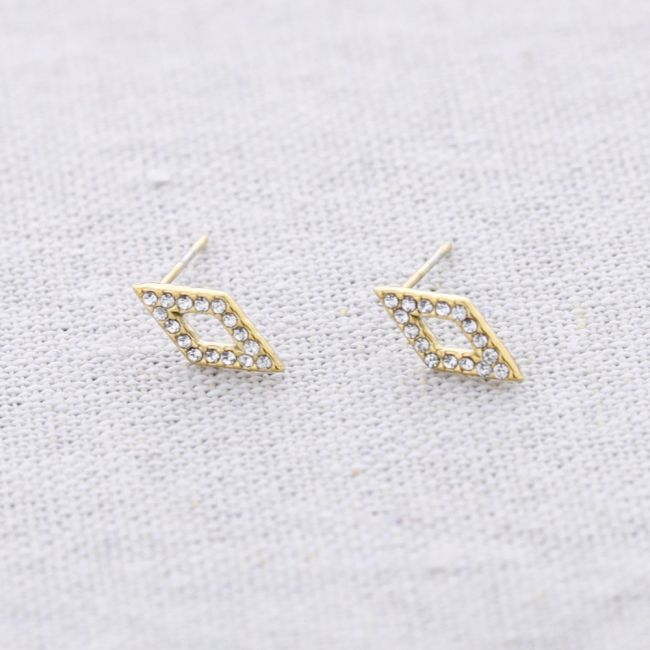 CRYSTAL RHOMBUS STEEL STUD EARRINGS