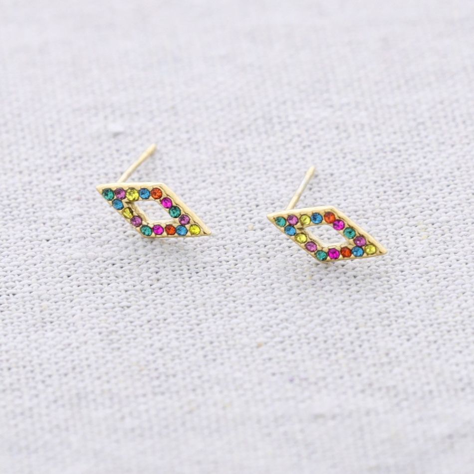 PENDIENTES PRESIÓN ACERO ROMBO CRISTALES