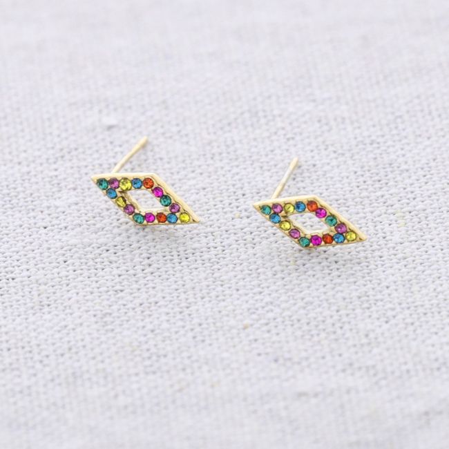 CRYSTAL RHOMBUS STEEL STUD EARRINGS