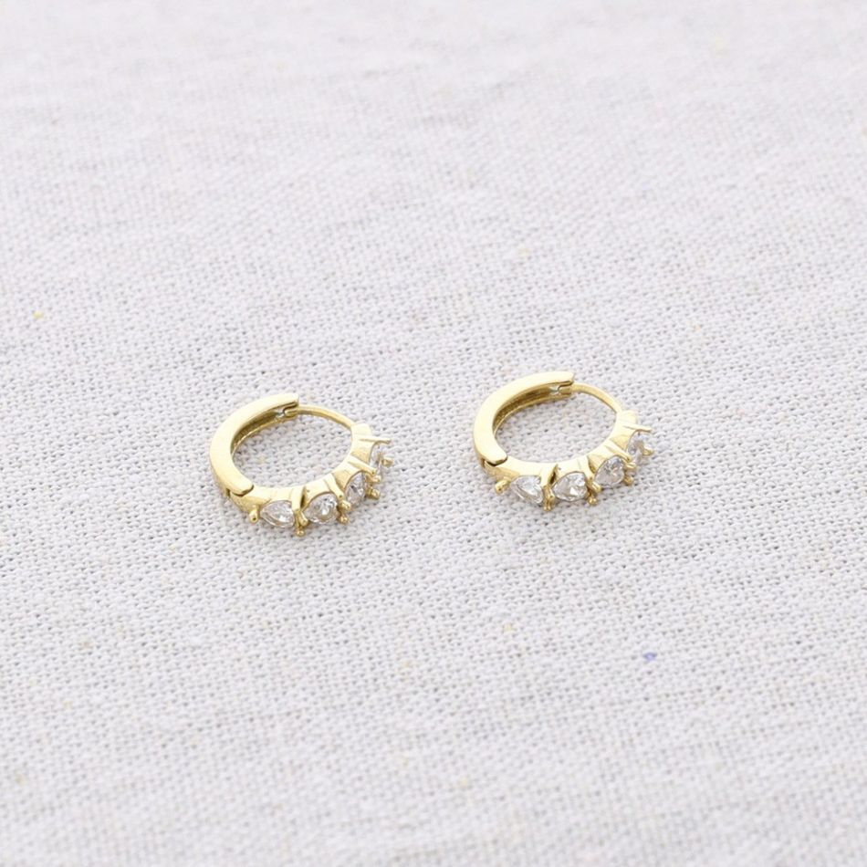 STEEL CRYSTAL HOOP EARRINGS