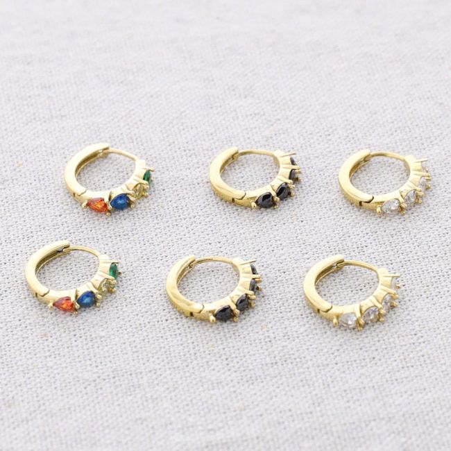PENDIENTES ACERO ARO CRISTALES