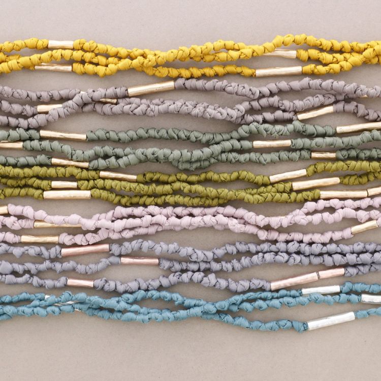 LONG FABRIC NECKLACE WITH THREE STRIPS 2