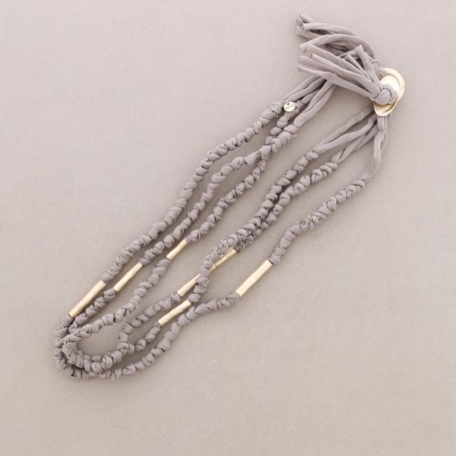 LONG FABRIC NECKLACE WITH THREE STRIPS