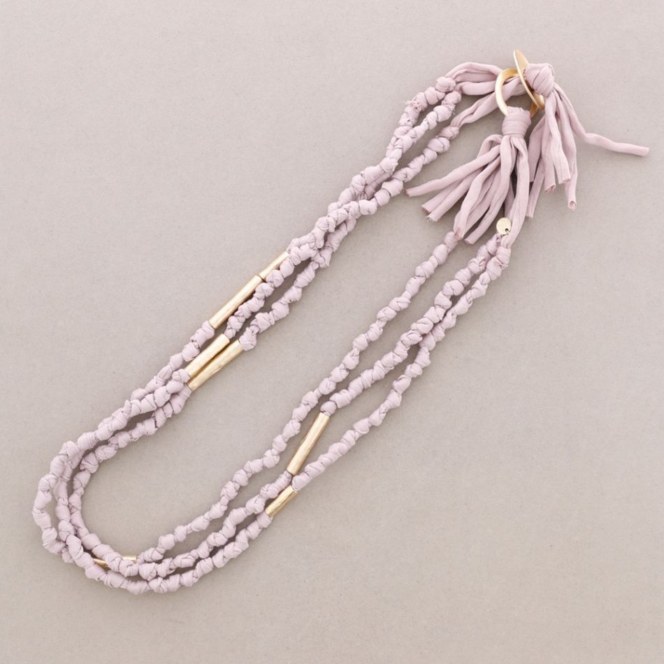 LONG FABRIC NECKLACE WITH THREE STRIPS