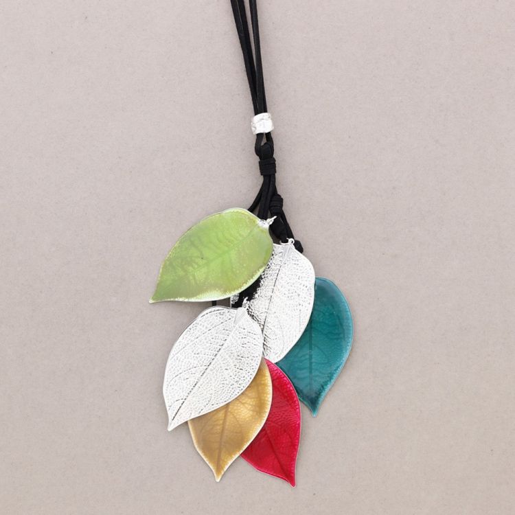 LONG PENDANT NECKLACE METAL ENAMEL 2