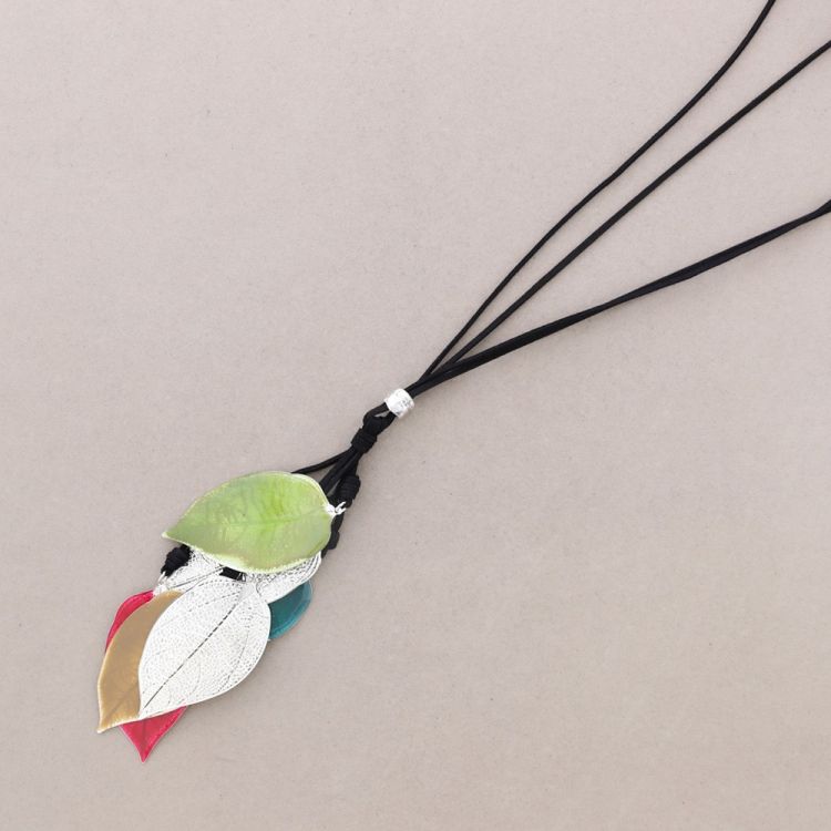 LONG PENDANT NECKLACE METAL ENAMEL