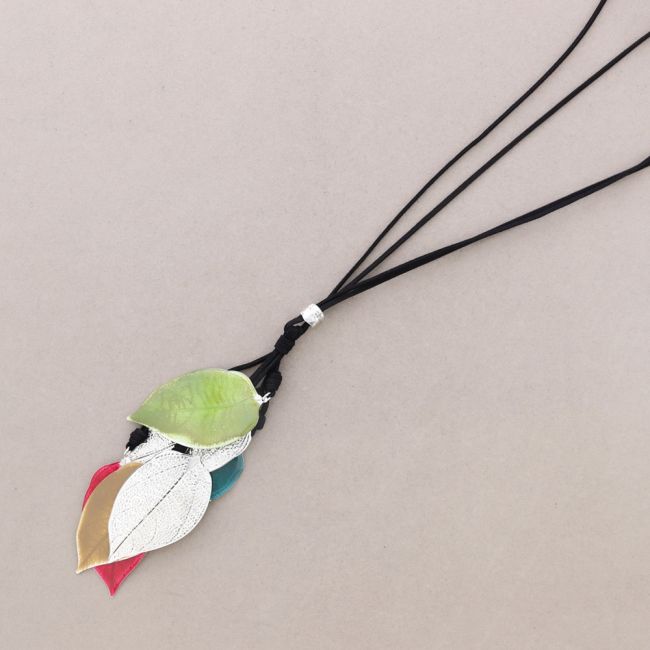 LONG PENDANT NECKLACE METAL ENAMEL