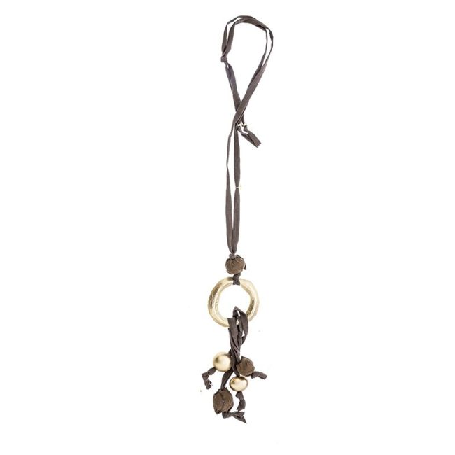 COLLAR LARGO TUBO LAZO COLGANTE FLECO BOLAS