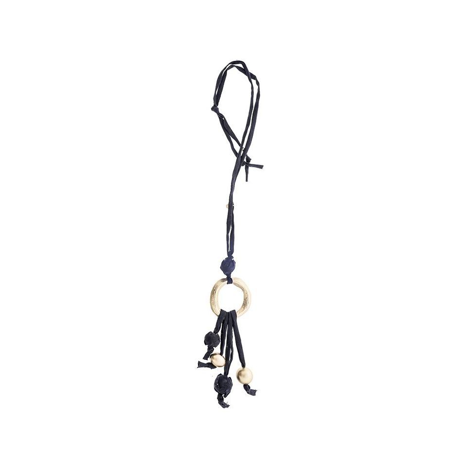 COLLAR LARGO TUBO LAZO COLGANTE FLECO BOLAS