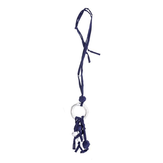 COLLAR LARGO TUBO LAZO COLGANTE FLECO BOLAS