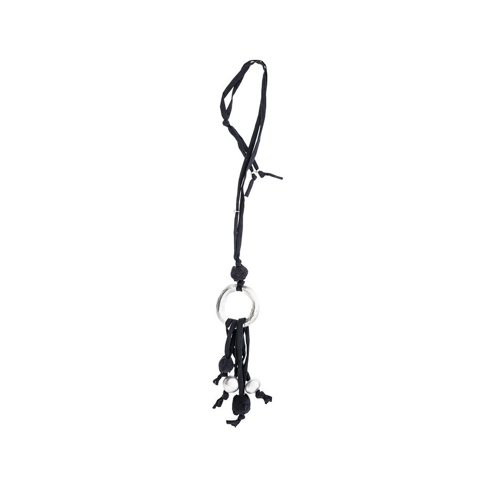 COLLAR LARGO TUBO LAZO COLGANTE FLECO BOLAS