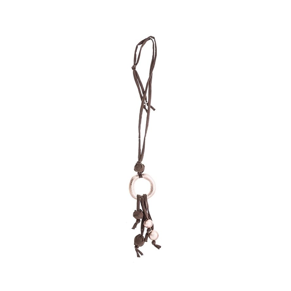 COLLAR LARGO TUBO LAZO COLGANTE FLECO BOLAS