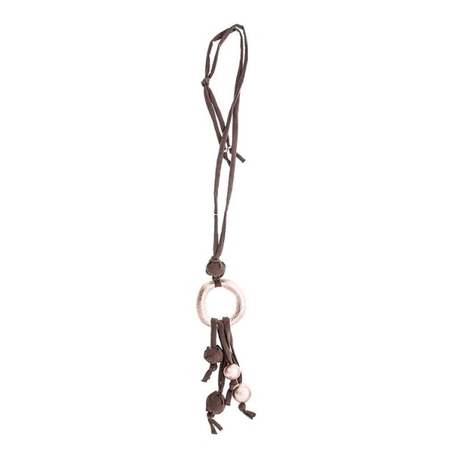COLLAR LARGO TUBO LAZO COLGANTE FLECO BOLAS