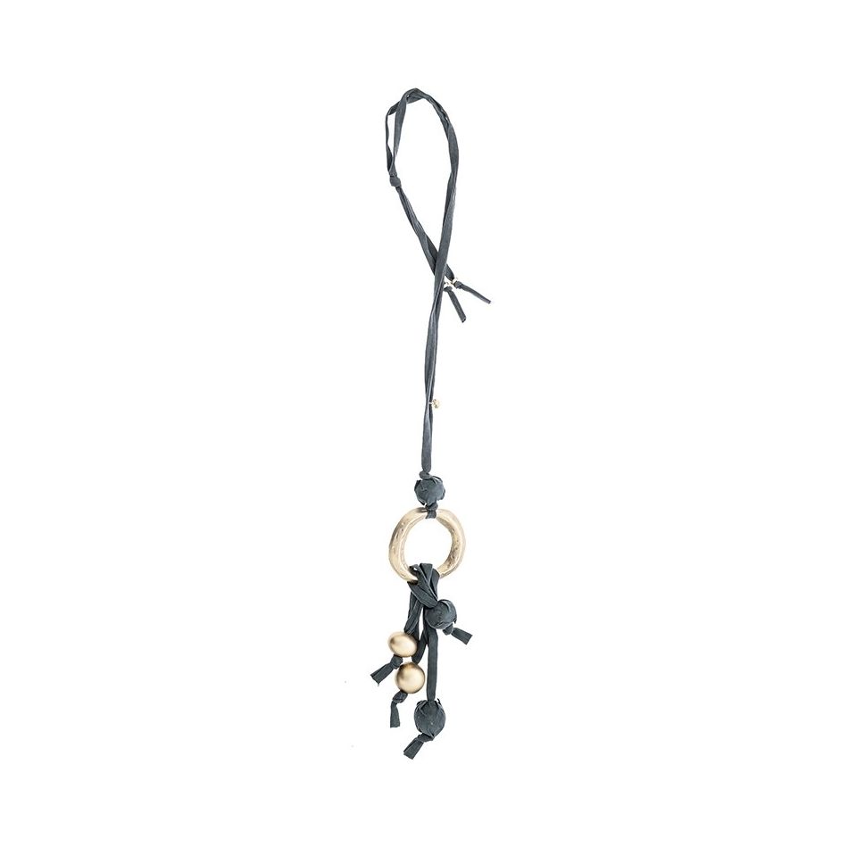 COLLAR LARGO TUBO LAZO COLGANTE FLECO BOLAS