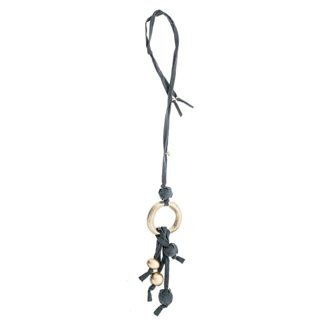 COLLAR LARGO TUBO LAZO COLGANTE FLECO BOLAS