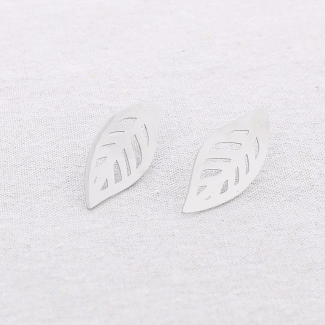 STEEL LEAF STUD EARRINGS