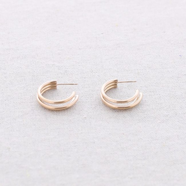 TRIPLE HOOP STEEL EARRINGS