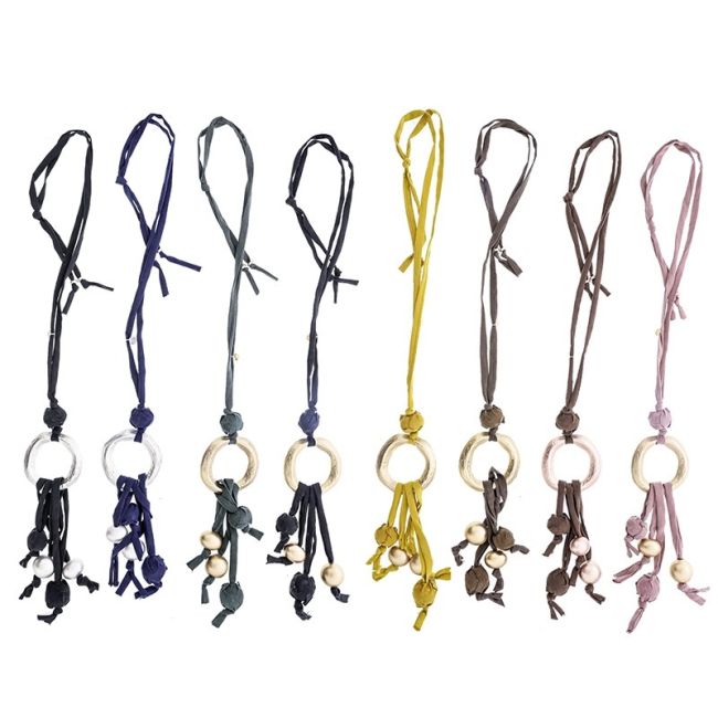 COLLAR LARGO TUBO LAZO COLGANTE FLECO BOLAS