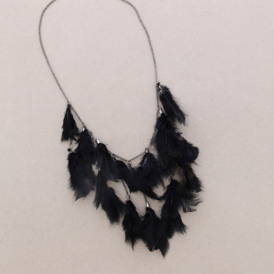 LONG NECKLACE WITH FEATHERS CHAINS