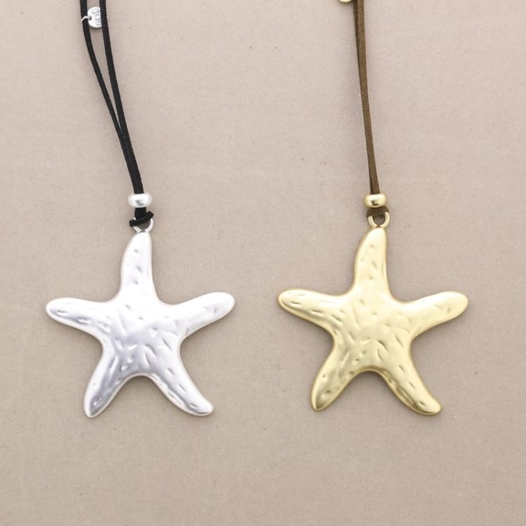 COLLAR LARGO COLGANTE ESTRELLA DE MAR METAL 2