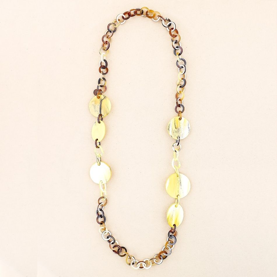 COLLAR LARGO ESLABONES CUENTAS RESINA