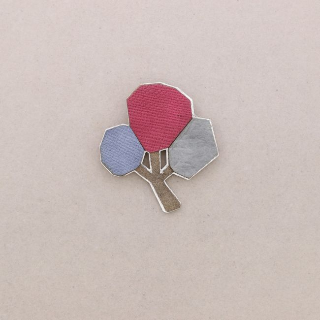 METAL TREE BROOCH IMITATION LEATHER