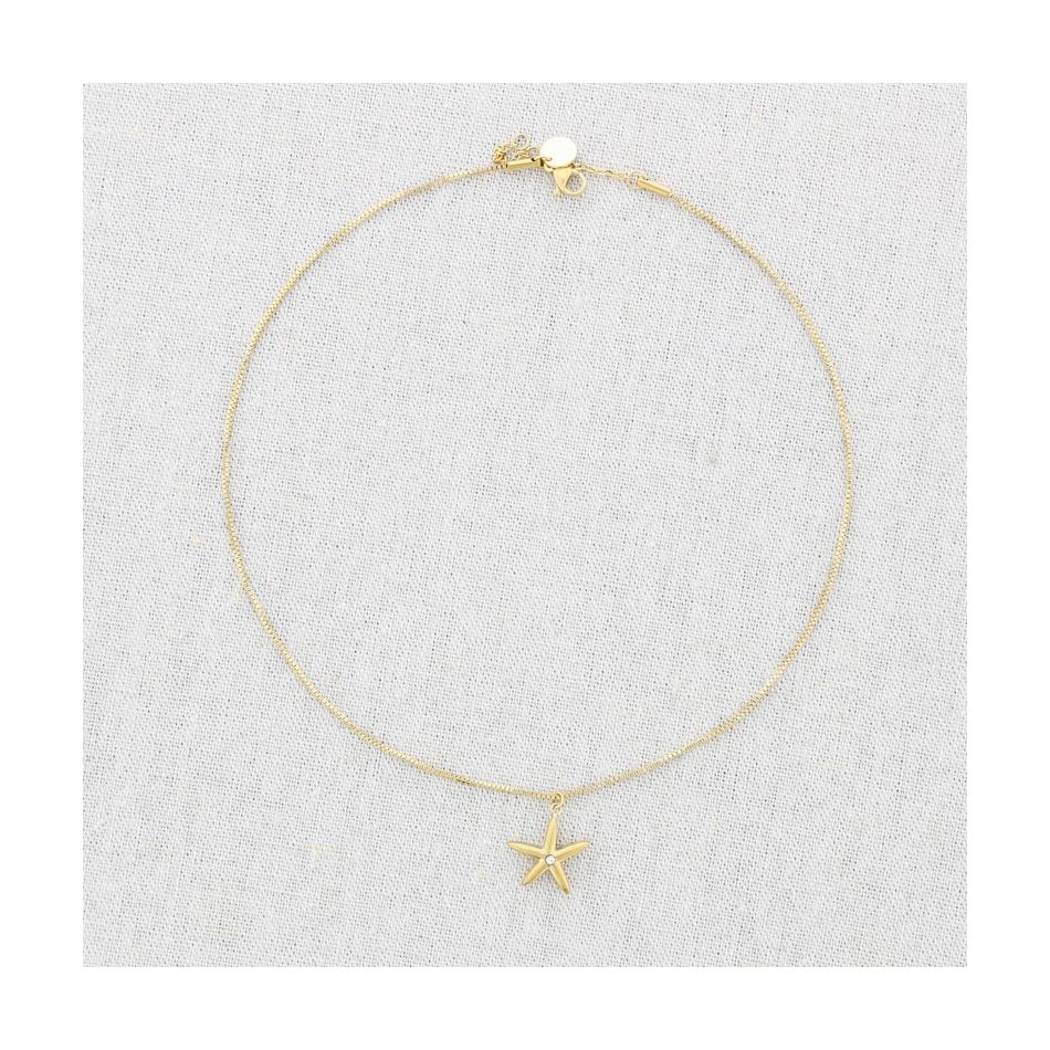 GARGANTILLA ACERO COLGANTE ESTRELLA DE MAR CRISTAL