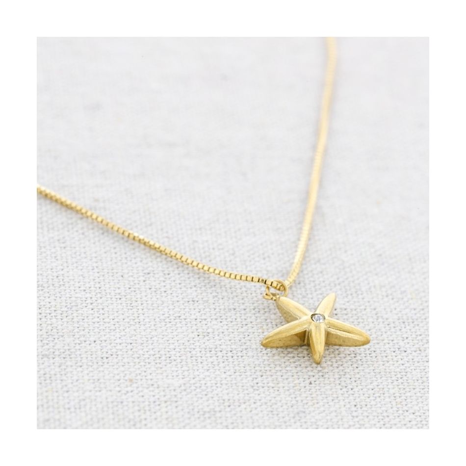 GARGANTILLA ACERO COLGANTE ESTRELLA DE MAR CRISTAL