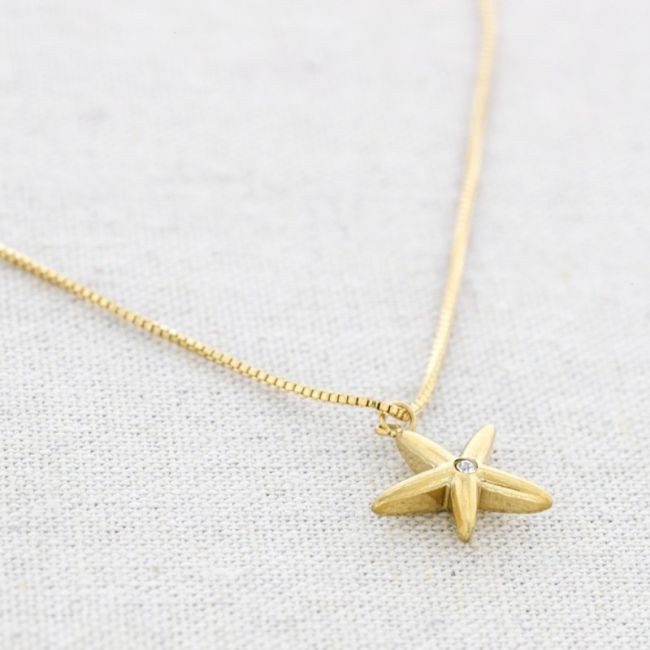 GARGANTILLA ACERO COLGANTE ESTRELLA DE MAR CRISTAL