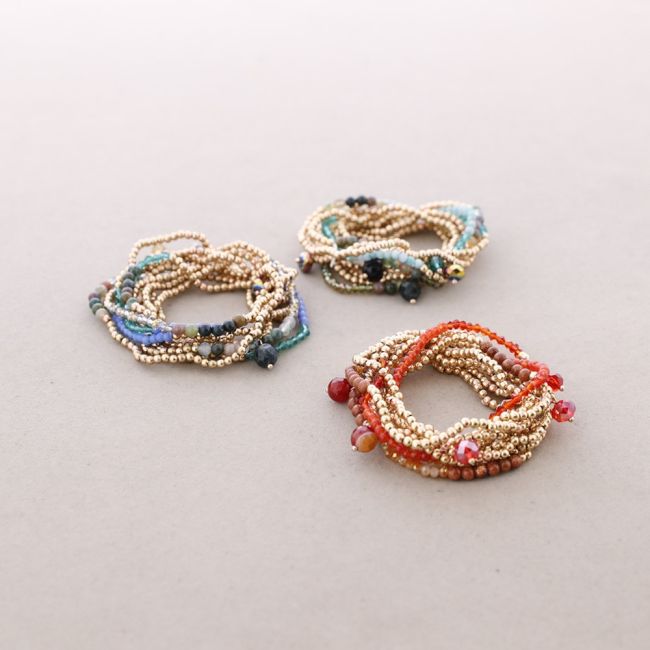 METAL STONE BEADS ROUND BRACELET