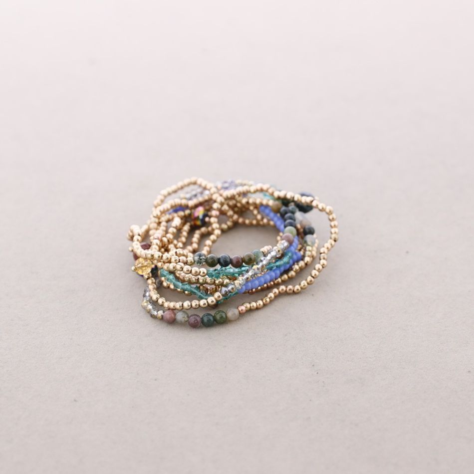 METAL STONE BEADS ROUND BRACELET