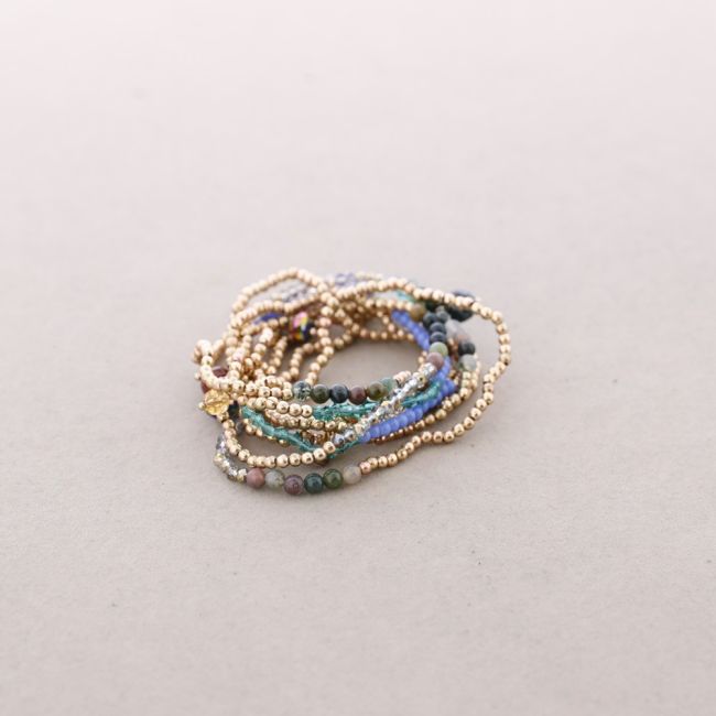 METAL STONE BEADS ROUND BRACELET