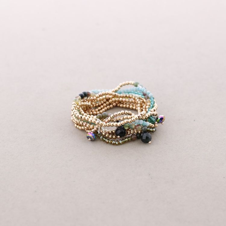 METAL STONE BEADS ROUND BRACELET