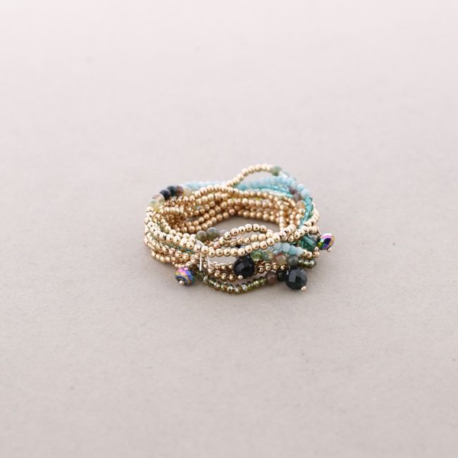 METAL STONE BEADS ROUND BRACELET