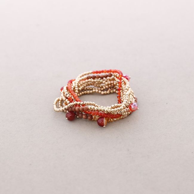 METAL STONE BEADS ROUND BRACELET