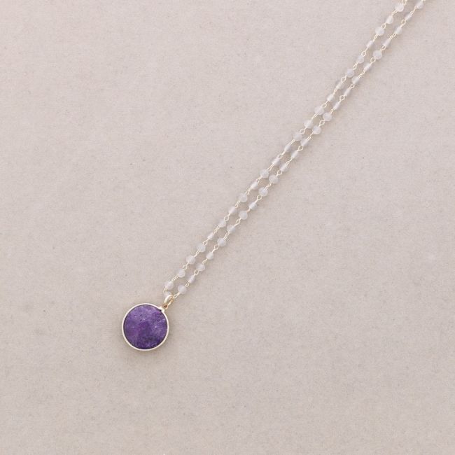 FACETED CRYSTALS CHOKER WITH STONE DROP PENDANT