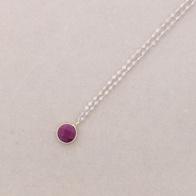 FACETED CRYSTALS CHOKER WITH STONE DROP PENDANT