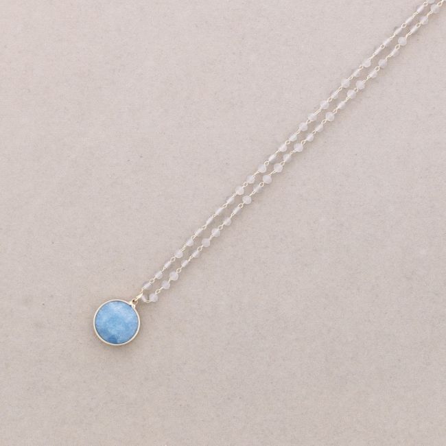 FACETED CRYSTALS CHOKER WITH STONE DROP PENDANT
