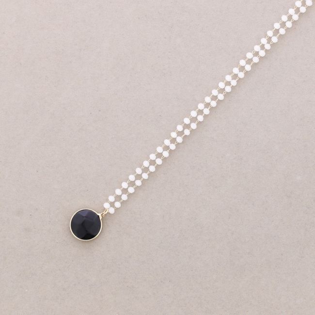 FACETED CRYSTALS CHOKER WITH STONE DROP PENDANT